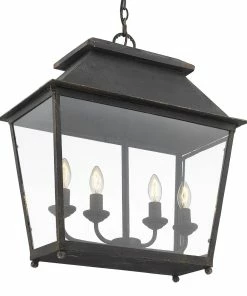 Golden Lighting Abingdon 4 Light Pendant Lantern American Farmhouse