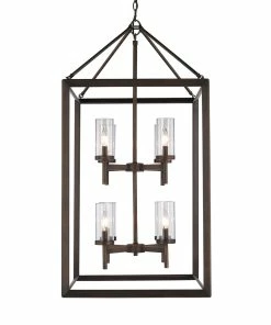 Golden Lighting American Farmhouse Smyth 8 Light Pendant (Gunmetal Bronze & Clear Glass)