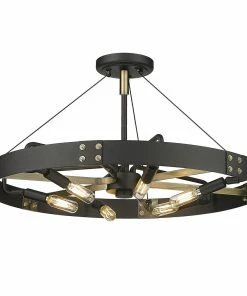 Golden Lighting Vaughn Medium Semi-Flush American Farmhouse