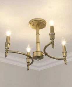 Flash Sale 🌟 Golden Lighting Cambay 4 Light Semi-Flush American Farmhouse 👏 14 Golden Lighting Cambay 4 Light Semi-Flush American Farmhouse