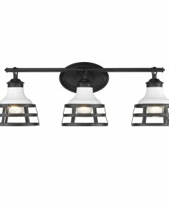 Golden Lighting Locklyn 3 Light Bath Vanity American Farmhouse