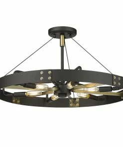 Golden Lighting Vaughn Medium Semi-Flush American Farmhouse