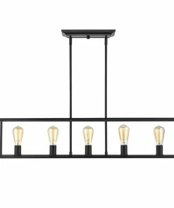 Golden Lighting Wesson 5 Light Linear Pendant American Farmhouse
