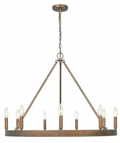 Golden Lighting Carraway 9 Light Chandelier American Farmhouse