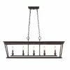 Golden Lighting American Farmhouse Davenport 5 Light Linear Pendant