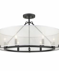 Golden Lighting Alyssa 6 Light Semi-Flush - Long Rod Only Transitional Looks