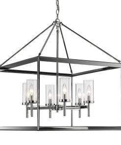 Golden Lighting American Farmhouse Smyth 6 Light Chandelier (Chrome & Clear Glass)