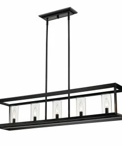 Golden Lighting Smyth 5 Light Linear Pendant American Farmhouse