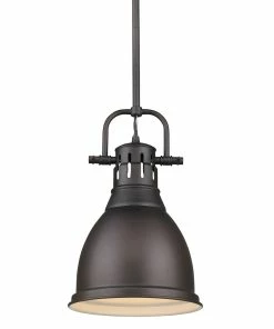 Golden Lighting American Farmhouse Duncan Small Pendant With Rod