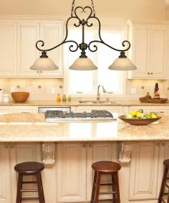 Golden Lighting American Farmhouse Heartwood 3 Light Linear Pendant