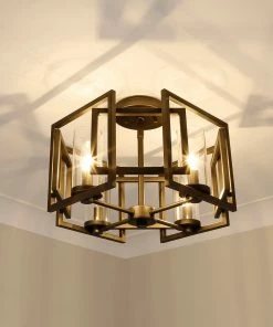 Golden Lighting Marco Flush Mount American Farmhouse