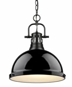 Golden Lighting American Farmhouse Duncan 1 Light Pendant With Chain