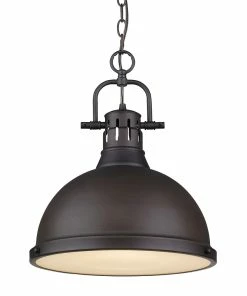 Golden Lighting American Farmhouse Duncan 1 Light Pendant With Chain