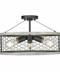 Golden Lighting Bailey 3 Light Semi-Flush American Farmhouse