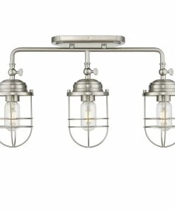 Golden Lighting Seaport 3 Light Linear Semi-Flush - Track American Farmhouse